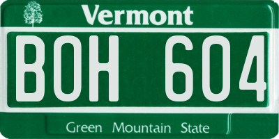 VT license plate BOH604
