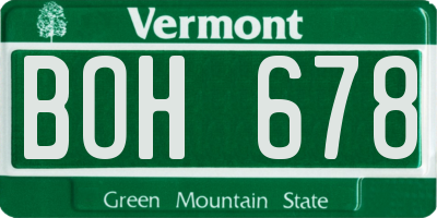 VT license plate BOH678
