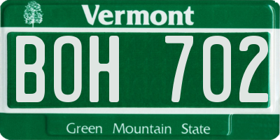 VT license plate BOH702