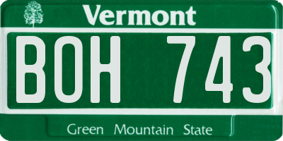 VT license plate BOH743