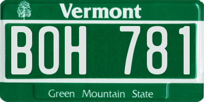VT license plate BOH781