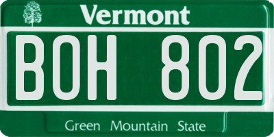 VT license plate BOH802