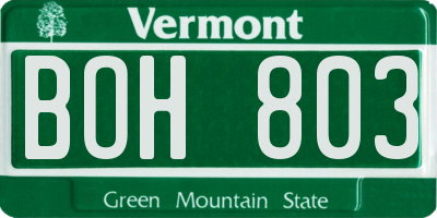 VT license plate BOH803