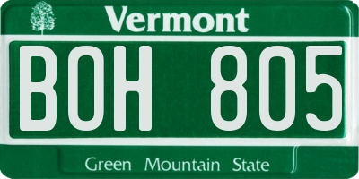 VT license plate BOH805