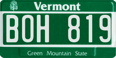 VT license plate BOH819