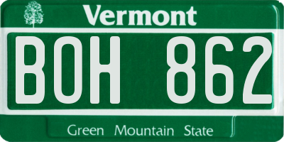 VT license plate BOH862