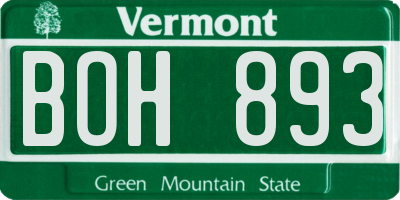 VT license plate BOH893