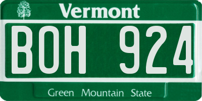 VT license plate BOH924