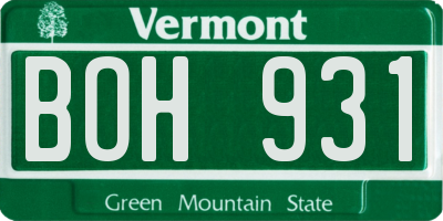 VT license plate BOH931