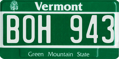 VT license plate BOH943