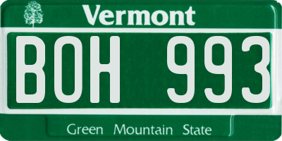 VT license plate BOH993