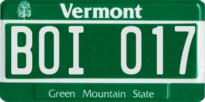 VT license plate BOI017
