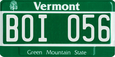 VT license plate BOI056