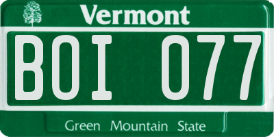 VT license plate BOI077