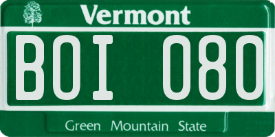 VT license plate BOI080