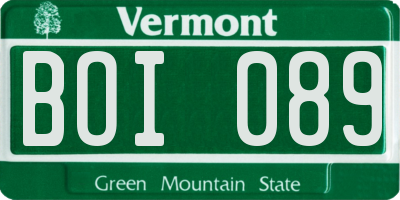 VT license plate BOI089
