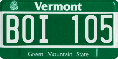 VT license plate BOI105
