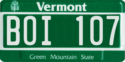 VT license plate BOI107