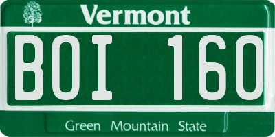 VT license plate BOI160