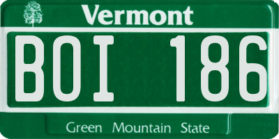 VT license plate BOI186