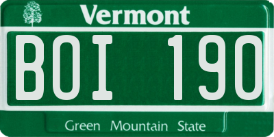VT license plate BOI190