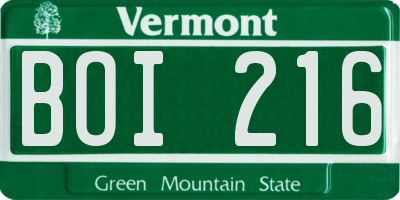 VT license plate BOI216