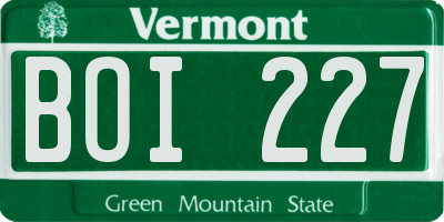 VT license plate BOI227