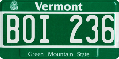 VT license plate BOI236