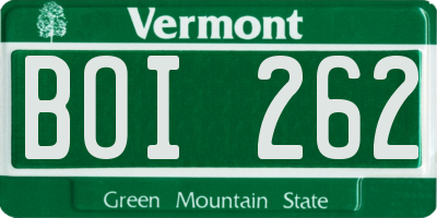 VT license plate BOI262