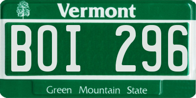 VT license plate BOI296