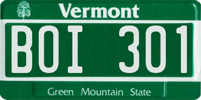VT license plate BOI301