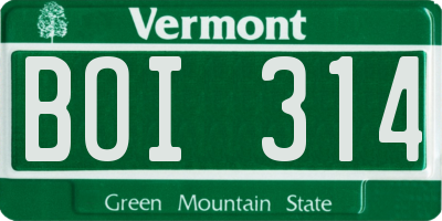 VT license plate BOI314