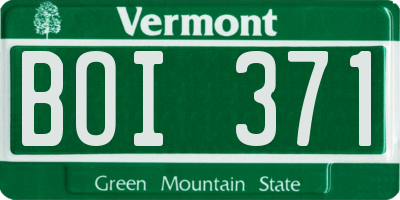 VT license plate BOI371