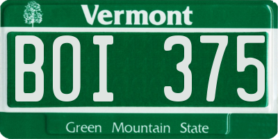 VT license plate BOI375