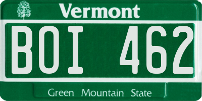 VT license plate BOI462