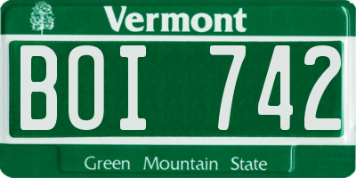 VT license plate BOI742