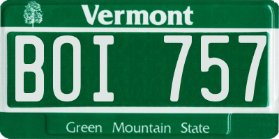 VT license plate BOI757