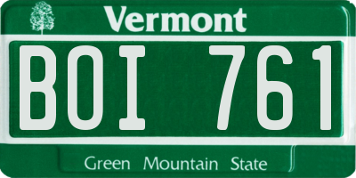 VT license plate BOI761