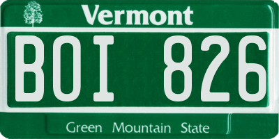 VT license plate BOI826