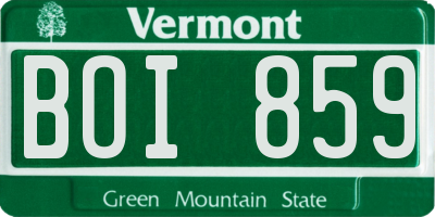 VT license plate BOI859