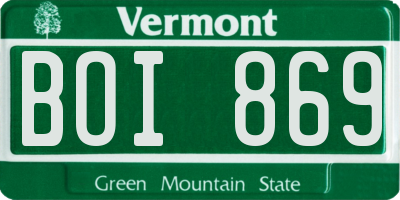 VT license plate BOI869