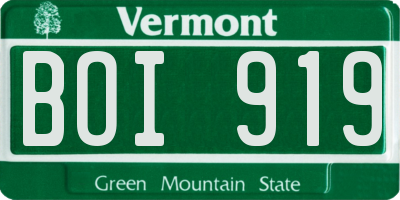 VT license plate BOI919