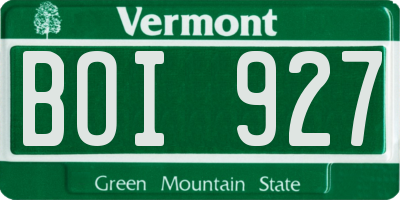 VT license plate BOI927