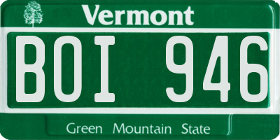 VT license plate BOI946