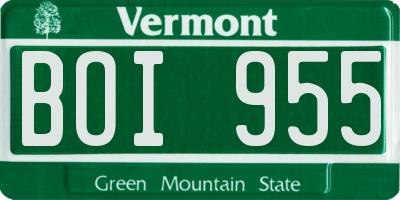 VT license plate BOI955