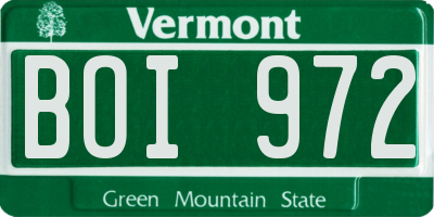 VT license plate BOI972