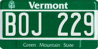 VT license plate BOJ229