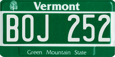 VT license plate BOJ252