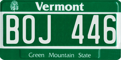 VT license plate BOJ446