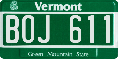 VT license plate BOJ611